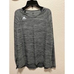 Adidas Womens Long Sleeve Athletic T Shirt Gray Heathered